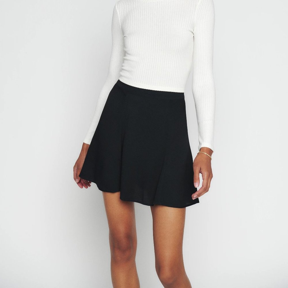 Reformation Black Flounce Mini Skirt